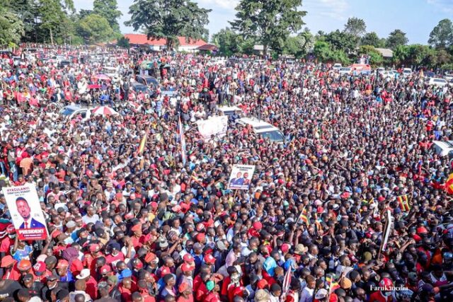 Bobi was welcomed by a sea of fans in Jinja