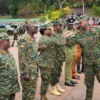 Muhoozi being welcomed at Kololo ceremonial grounds