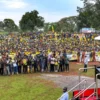 Museveni addressing thousands of supporters at Bukalasa Agricultural College playground