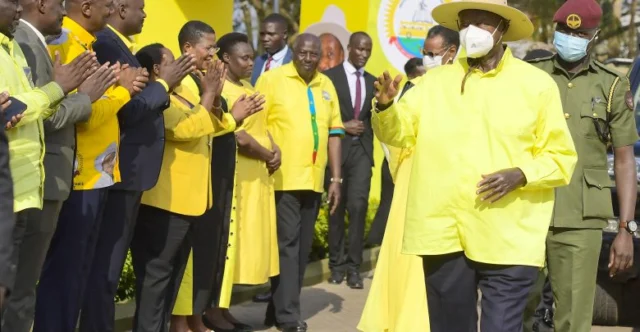Museveni at the launch of the NRM manifesto in Munyonyo on Monday evening