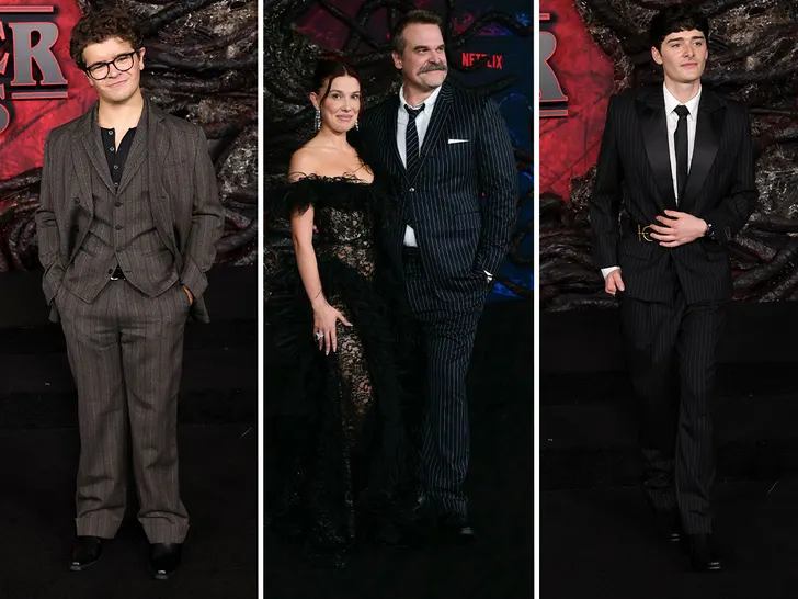 Millie Bobby Brown & David Harbour Shine Despite Alleged Tensions Celebs Attend Stranger Things Premiere