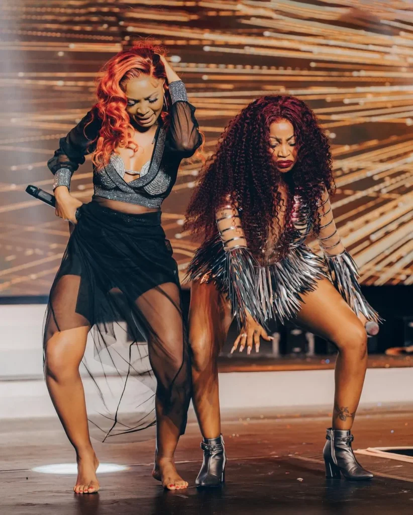 Sheebah and Spice Diana on stage performing