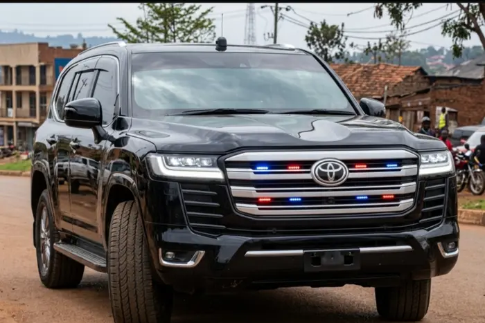 Bebe Cool is being accused of driving around in this un plated Toyota Landcruiser
