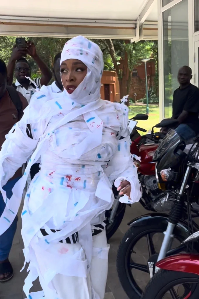 Grace Nakimera arrived in style and fashion for her press conference